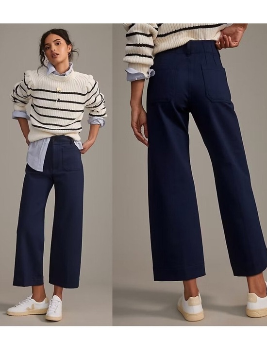 Anthropologie Pants - Anthropologie Maeve The Colette Ponte Crop Wide-Leg Pants Size 26 Tall NWT Boho
